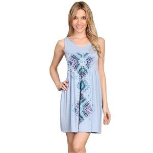 M. Rena Tribal Print Ribbed Babydoll Tank Dress. One Size